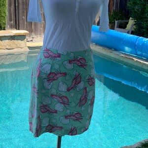 Vineyard Vines Pink and Green A-Line Knee-Length Skirt